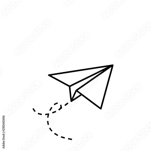 Paper airplane with dashed trail