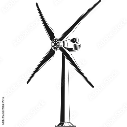 Wind turbine vector illustration, renewable energy wind generator icon, sustainable power technology symbol for clean electricity