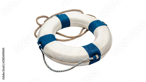 Cuadro en lienzo Classic white and blue lifebuoy lifesaver ring marine safety rescue equipment is