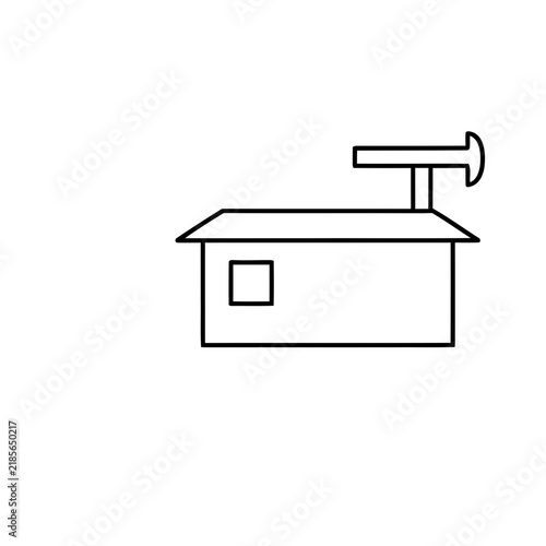 Simple Line Drawing of a Building with a Sign