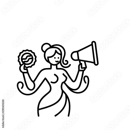 Woman with Megaphone and Sun Symbol