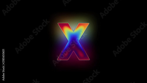 Glowing Infrared Alphabet Letter X Typography Loop