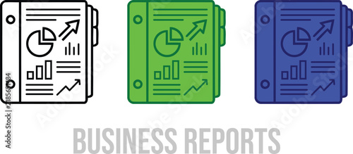 Business Reports & Financial Audit Icon | Document Growth Chart Graphic