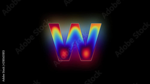 Glowing Infrared Alphabet Letter W Typography Loop