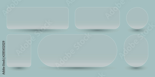 Modern Glass morphism UI Elements Frosted Glass Banners and Buttons for Web Design App Interfaces