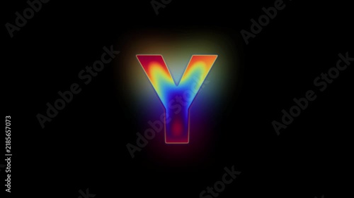 Glowing Infrared Alphabet Letter Y Typography Loop