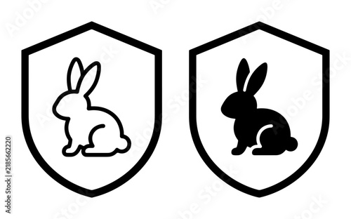 Cruelty-Free Bunny Shield Icons, Vegan Symbol Vector Graphics, Animal Testing Free Labels, Ethical Product Assurance Badges
