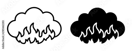 Fire and Smoke Icons, Danger Symbols, Heat and Blaze Vector Graphics, Warning Signs, Hot Element Illustrations