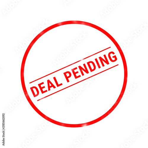 Cuadro en lienzo A bright red circular rubber stamp design featuring the bold text deal pending c