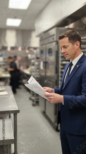Manager Conducting a Rigorous Culinary Facility Audit and Operational Inspection for Quality