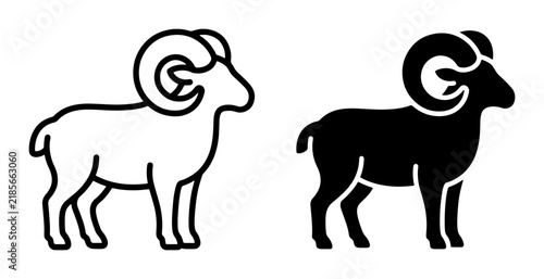 Ram Icon Set, Aries Symbol Vector Graphics, Sheep Silhouette, Zodiac Animal Illustration, Livestock Outline, Livestock Symbol, Livestock Icon