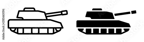 Military Tank Icons, Outline and Silhouette, Combat Vehicle Graphics, Armored Warfare Symbols, Army Equipment Vector Art