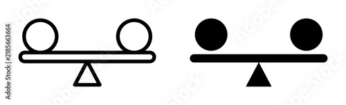 Cuadro en lienzo Balance Scales Icons, Weighing Objects, Equilibrium Symbol, Comparison Concept,