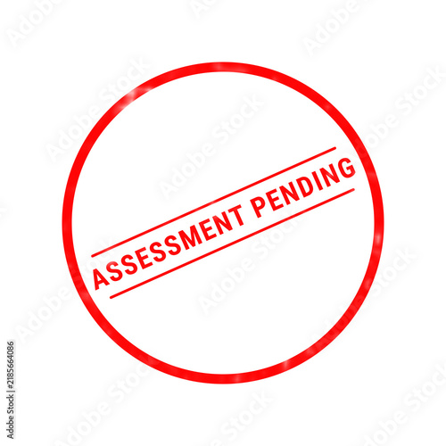 Quadro su tela A bright red circular rubber stamp graphic featuring the bold text assessment pe