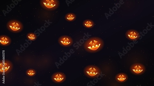 Spooky Halloween Glowing Jack O Lantern Pumpkin Sunset Orange backgrou