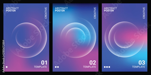 Abstract Gradient Poster Template with 3D Glass Circle Shapes