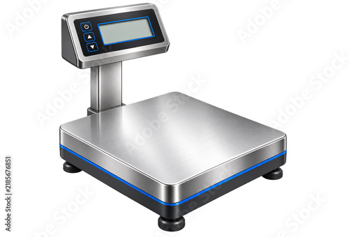 Stainless Steel Digital Platform Weighing Scale with LCD Display Isolated on Transparent Background