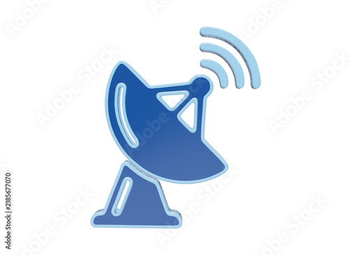 Obraz na plátně A3d rendered of a satellite dish antenna with signal waves, blue colors, black b