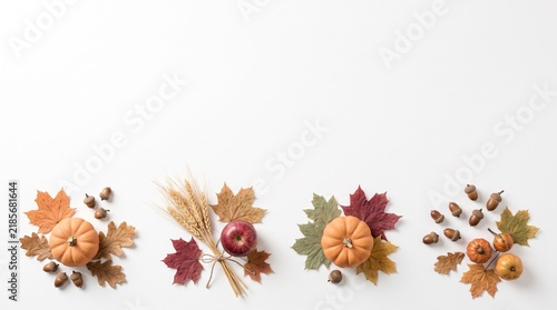 Watercolor Thanksgiving border background with autumn leaves and pumpkins for festive holiday design