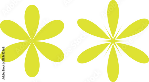 黄色い塗りつぶし花 2個セット 透明背景 PNG 切り抜き 背景透過