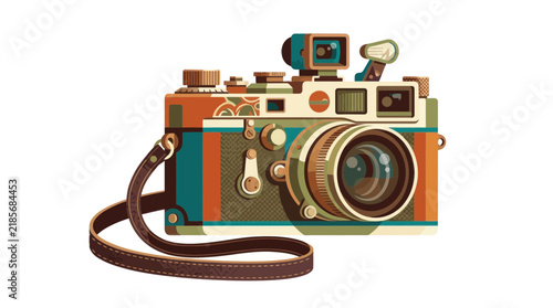 Bild auf Leinwand Vintage analog camera vector illustration with retro color palette
