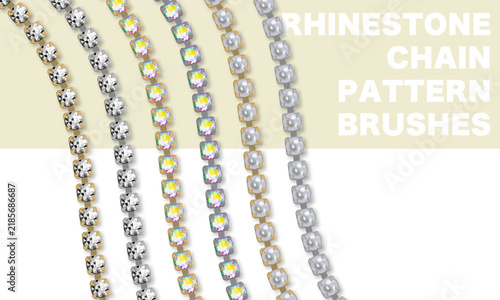 Realistic Rhinestone Cup Chain Pattern Brushes