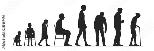Quadro su tela Human life cycle silhouette showing the progression from infancy to childhood, a