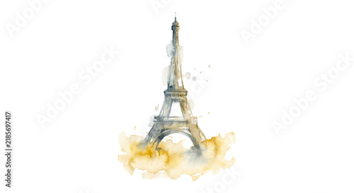 Eiffel Tower watercolor illustration isolated on transparent background