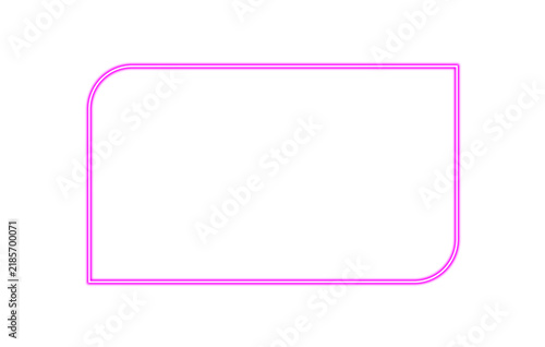 Pink Neon Gradient Rounded Rectangle Frame Border Graphic Element Isolated on Transparent Background