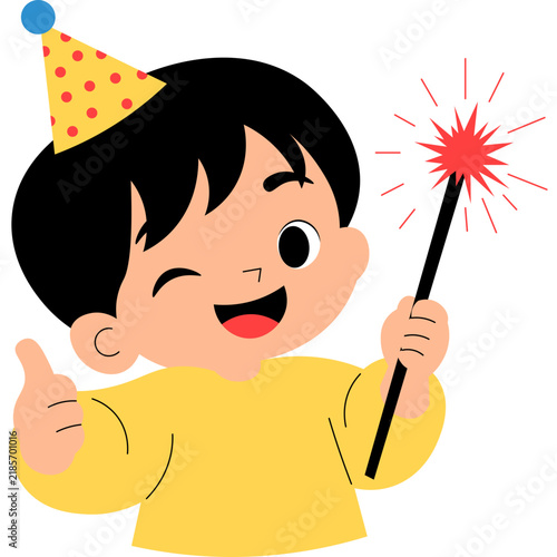 Kid Celebrating New Year Illustration
