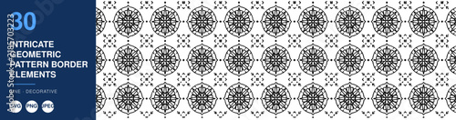 Intricate Geometric Pattern Border Elements, Decorative Nameplate Design Featuring Vector, Illustration