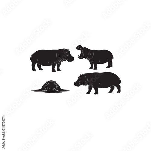 Hippopotamus Silhouette Vector Set
Wild Hippo Black Silhouette
Hippopotamus Black and White Illustration