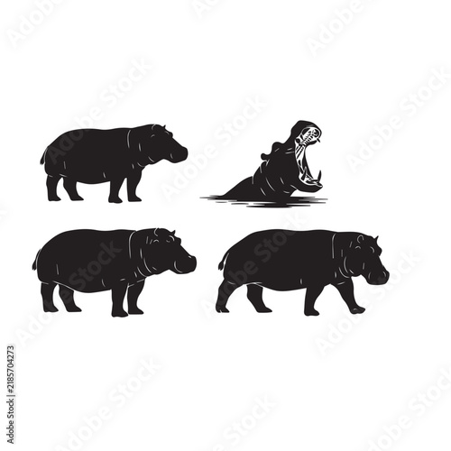 Hippopotamus Silhouette Vector Set
Wild Hippo Black Silhouette
Hippopotamus Black and White Illustration