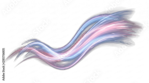 Dynamic wavy pattern of glowing pink and blue light trails creating an energetic and fluid abstract design.