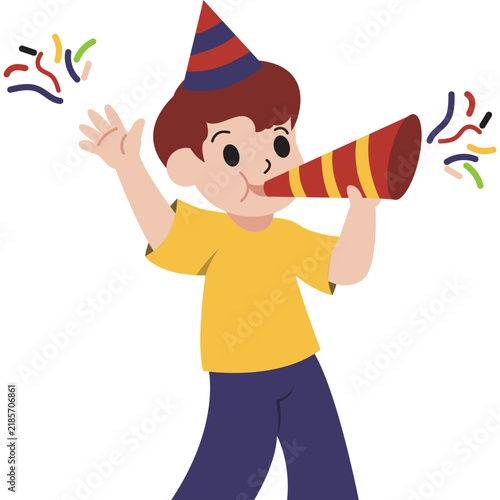 Kid Celebrating New Year Illustration