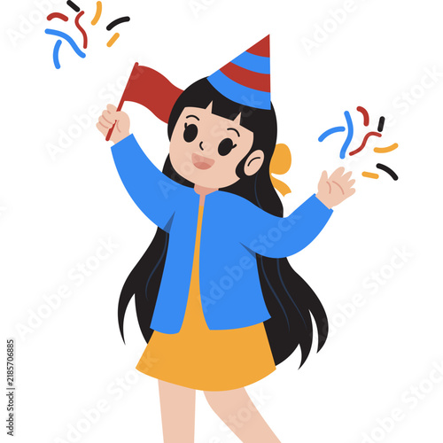 Kid Celebrating New Year Illustration