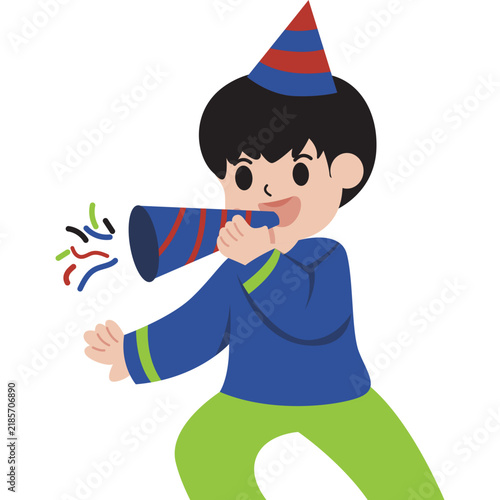 Kid Celebrating New Year Illustration