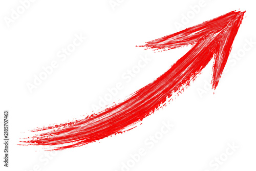 Bold Red Hand Painted Brush Arrow Isolated on Transparent Background