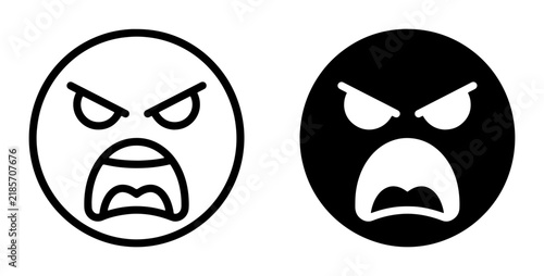 фотографія Angry Face Icons, Furious Emoji Symbols, Outraged Expression Vector Art, Grumpy