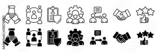 Social capital icon set. engagement and values norm symbol. Vector illustration