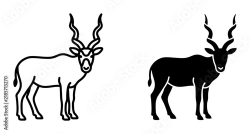 Photography Elegant Antelope Vector Icons, Black and White Silhouette Graphics, Wild Animal