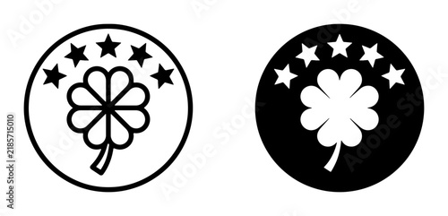 Obraz na płótnie Lucky Clover Icons, Five Stars Emblem, Good Fortune Symbol, Luck Vector Graphics, St