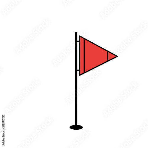 Red triangular flag on a pole