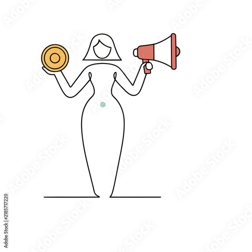 Woman with Megaphone and Coin