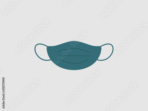 A teal protective medical face mask with ear loops for health and safety protection
