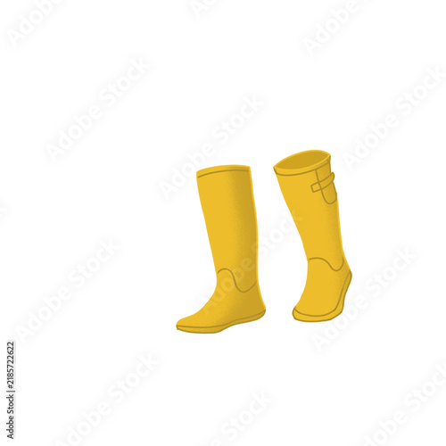 Pair of Yellow Rubber Boots Gardening Shoes Illustration Isolated on Transparent Background