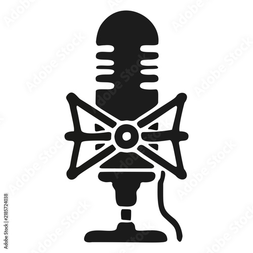 Studio Condenser Microphone Icon Vector Illustration for Audio Recording, Podcast, and Broadcast