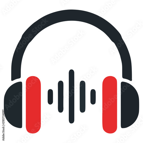 Headphones with Sound Wave Equalizer Icon Vector Illustration for Music, Podcast, and Audio Technology