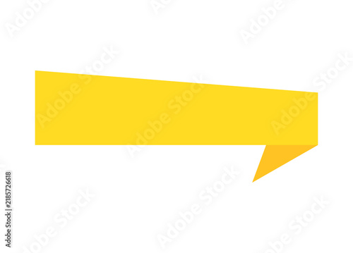 Yellow Origami Banner Ribbon Shape Design Element for Text Tag Isolated on Transparent Background