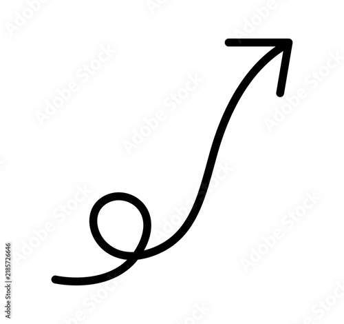 Hand Drawn Upward Spiral Arrow Pointer Line Graphic Design Element Isolated on Transparent Background